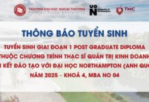 TB tuyển sinh Giai đoạn 1 Post Graduate Diploma thuộc Chương trình Thạc sĩ Quản trị Kinh doanh liên kết đào tạo với Đại học Northampton (Anh Quốc) năm 2025 – Khoá 4, MBA NO 04